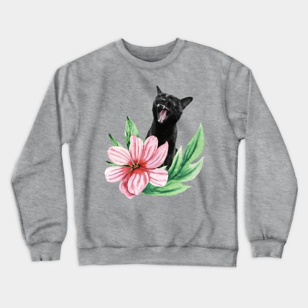 The Yawning cat Crewneck Sweatshirt by DejaReve